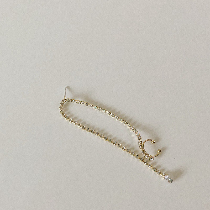 Diamond inlaid simple temperament long one-piece Earrings