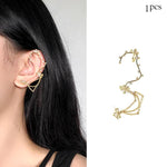Load image into Gallery viewer, Cuff Zircon Blossom with Golden Chain Earrings
