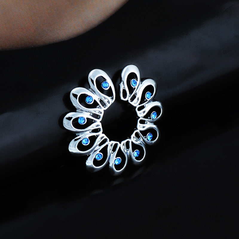 Non piercing stainless steel blue phoenix flower fake nip (Nipple) rings
