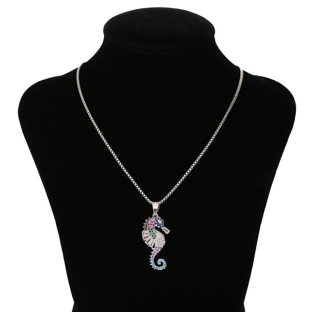 Seahorse color pendant necklace