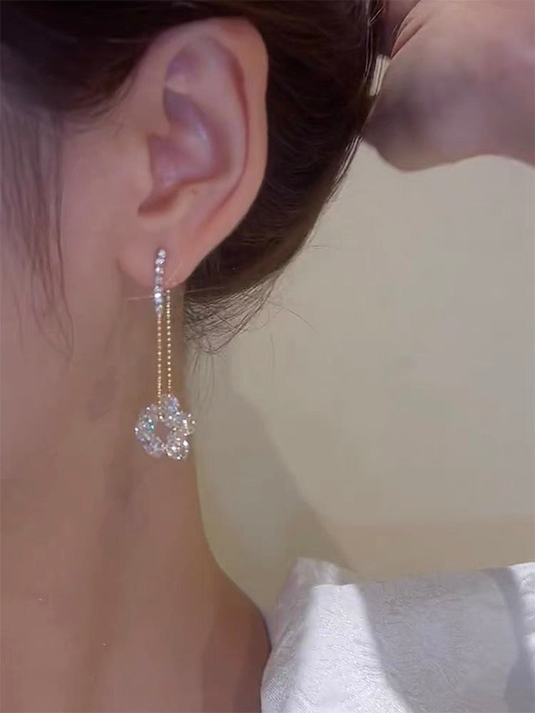 Sparkling Diamond Flower Earrings