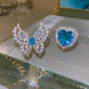 Blue Diamond Butterfly Love Ring